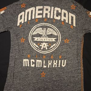American Fighter Mens Gray and Orange Men's Shirt